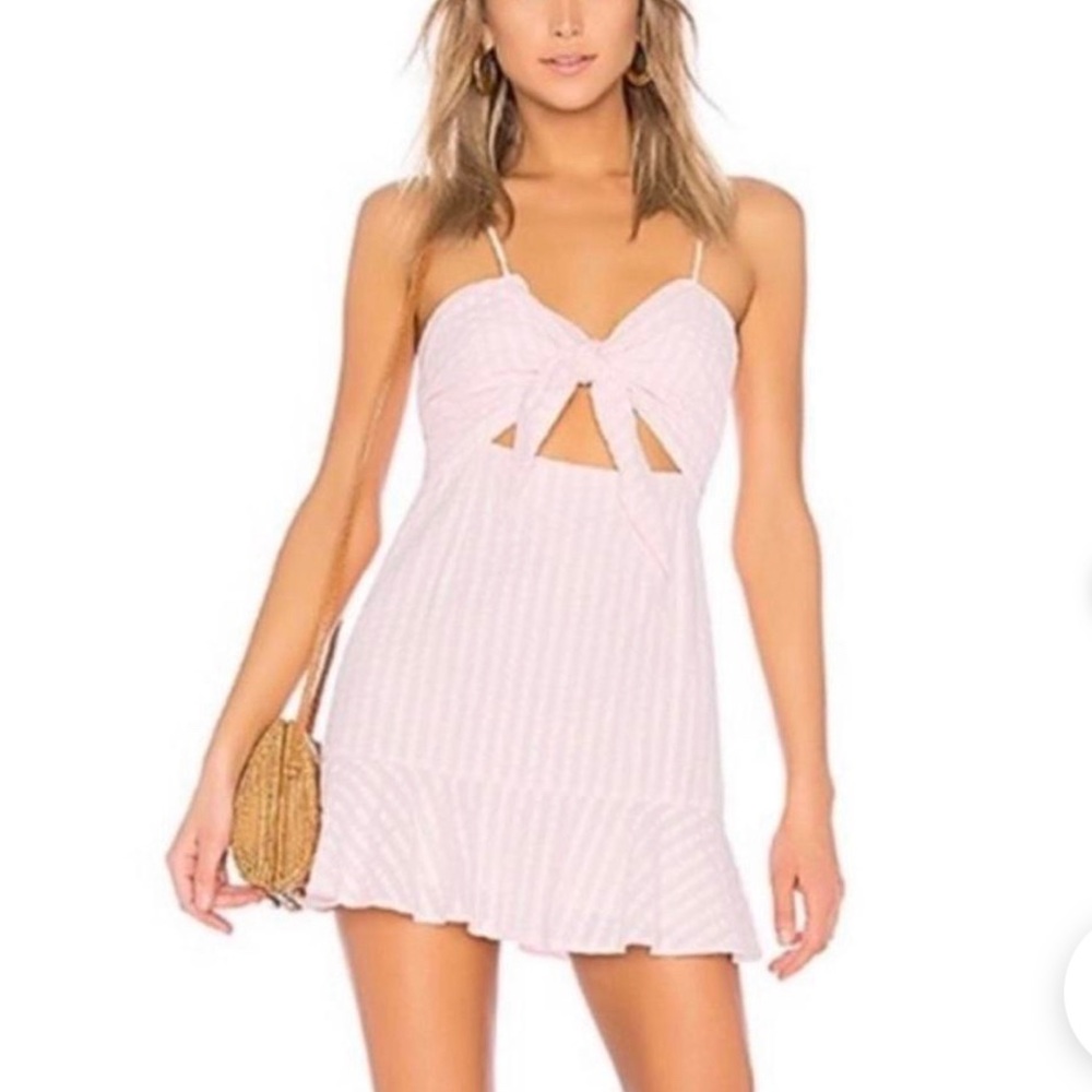 Lovers + FriendsTie Front Bubblegum Pink Mini Dress